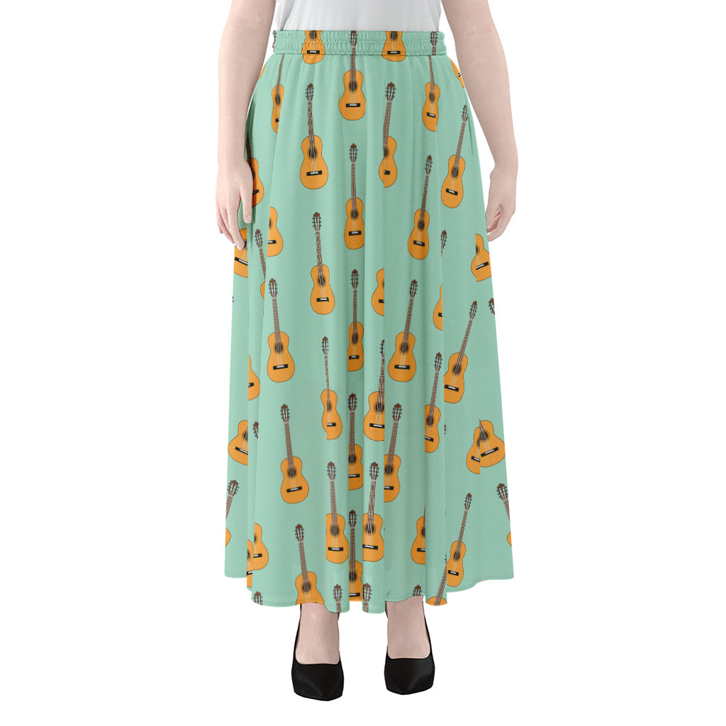 Classical Guitar Pattern Print Chiffon Maxi Skirt