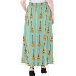 Classical Guitar Pattern Print Chiffon Maxi Skirt