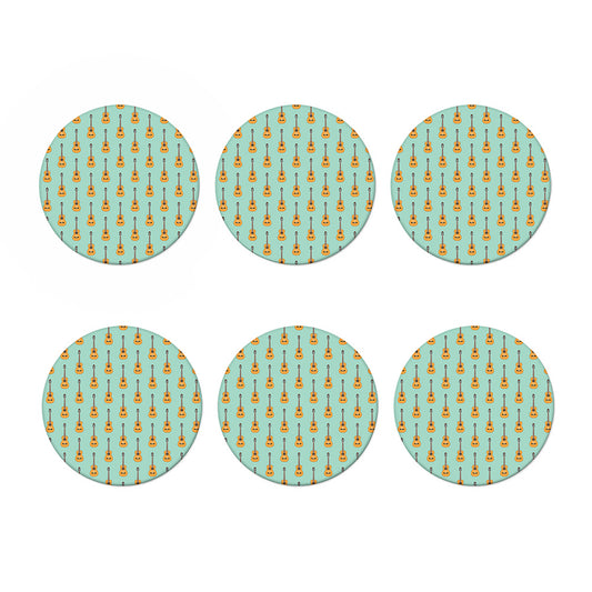 Classical Guitar Pattern Print Coaster Set