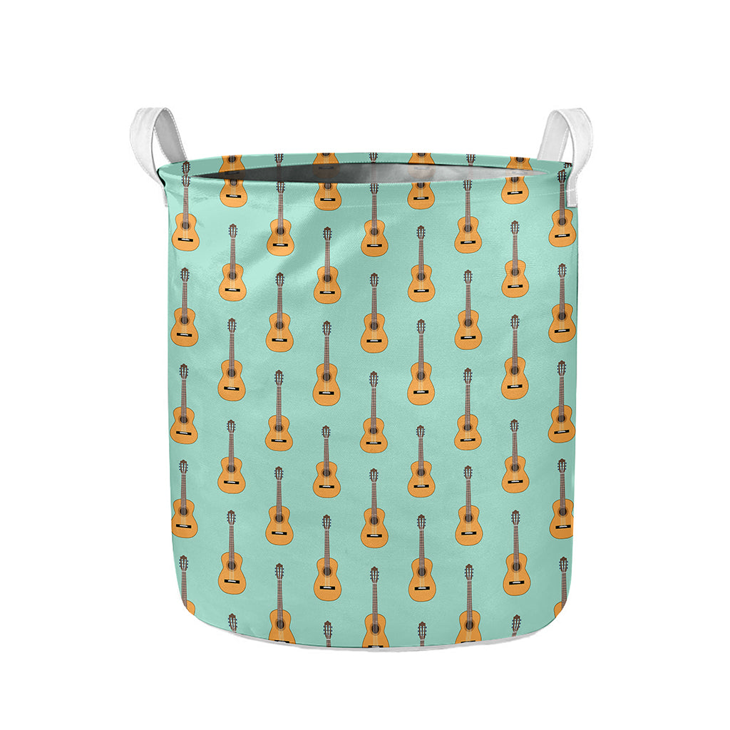 Classical Guitar Pattern Print Collapsible Laundry Basket