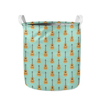 Classical Guitar Pattern Print Collapsible Laundry Basket