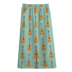 Classical Guitar Pattern Print Cotton Front Slit Maxi Skirt