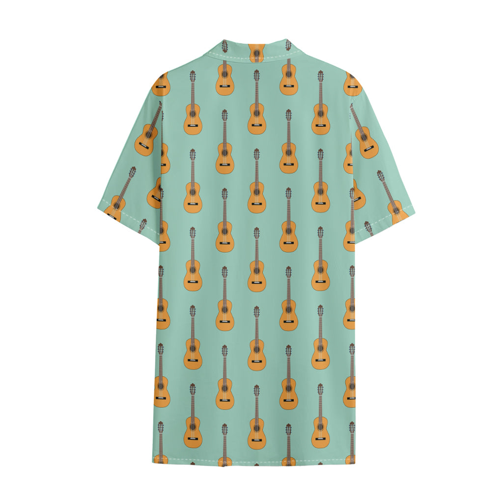 Classical Guitar Pattern Print Cotton Hawaiian Shirt