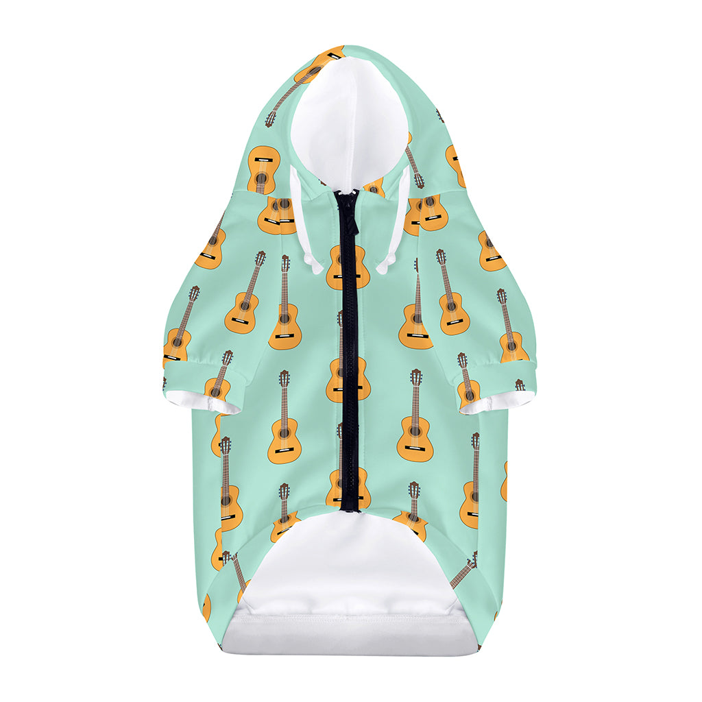 Classical Guitar Pattern Print Dog Zip Up Hoodie