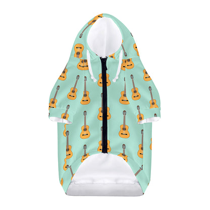 Classical Guitar Pattern Print Dog Zip Up Hoodie