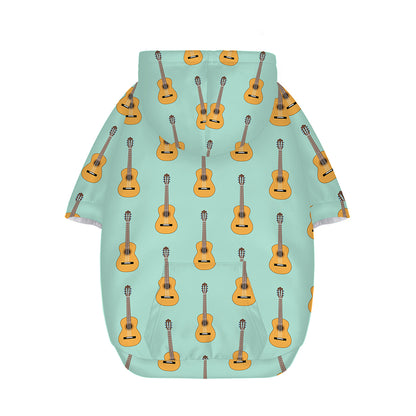 Classical Guitar Pattern Print Dog Zip Up Hoodie