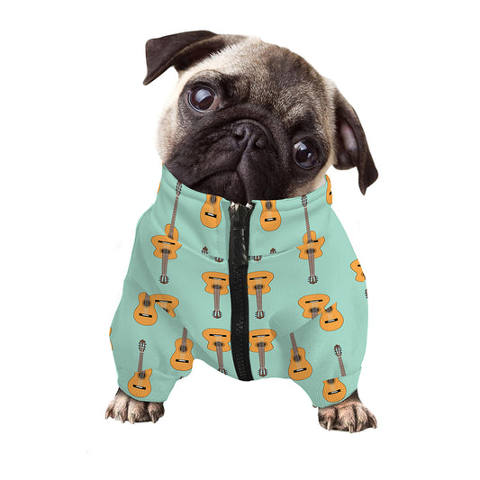 Classical Guitar Pattern Print Dog Zip Up Jacket