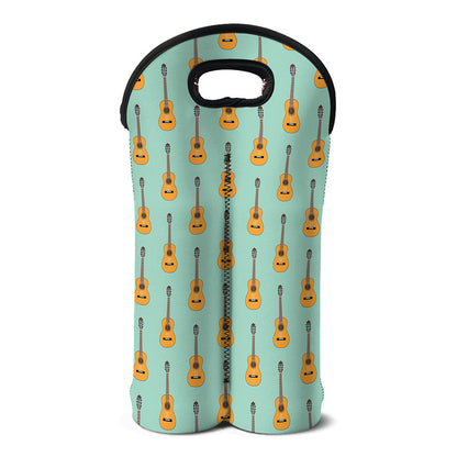 Classical Guitar Pattern Print Double Neoprene Wine Tote
