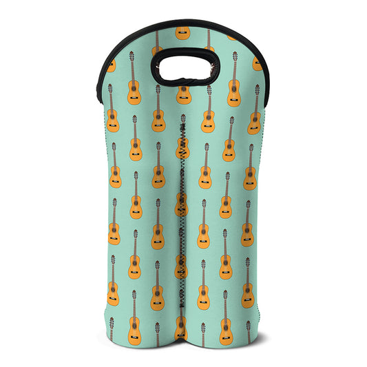 Classical Guitar Pattern Print Double Neoprene Wine Tote