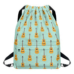 Classical Guitar Pattern Print Drawstring Backpack