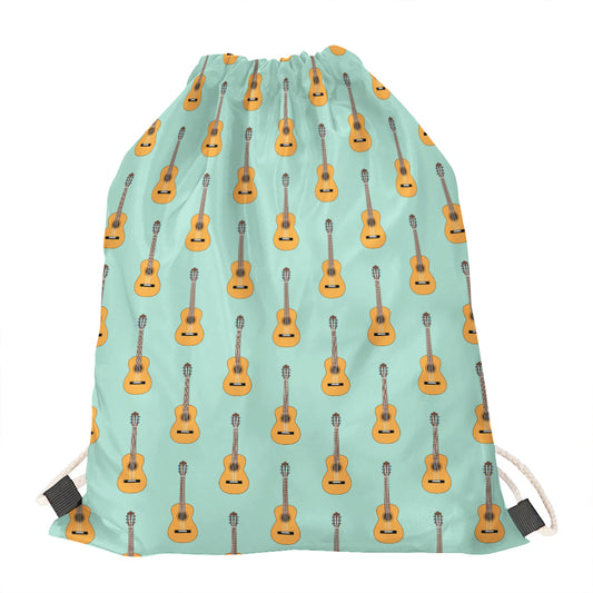 Classical Guitar Pattern Print Drawstring Bag