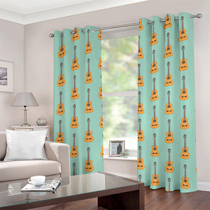 Classical Guitar Pattern Print Grommet Curtains