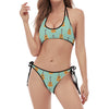 Classical Guitar Pattern Print Halter Scoop Tie Side Bikini