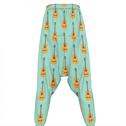 Classical Guitar Pattern Print Hammer Pants