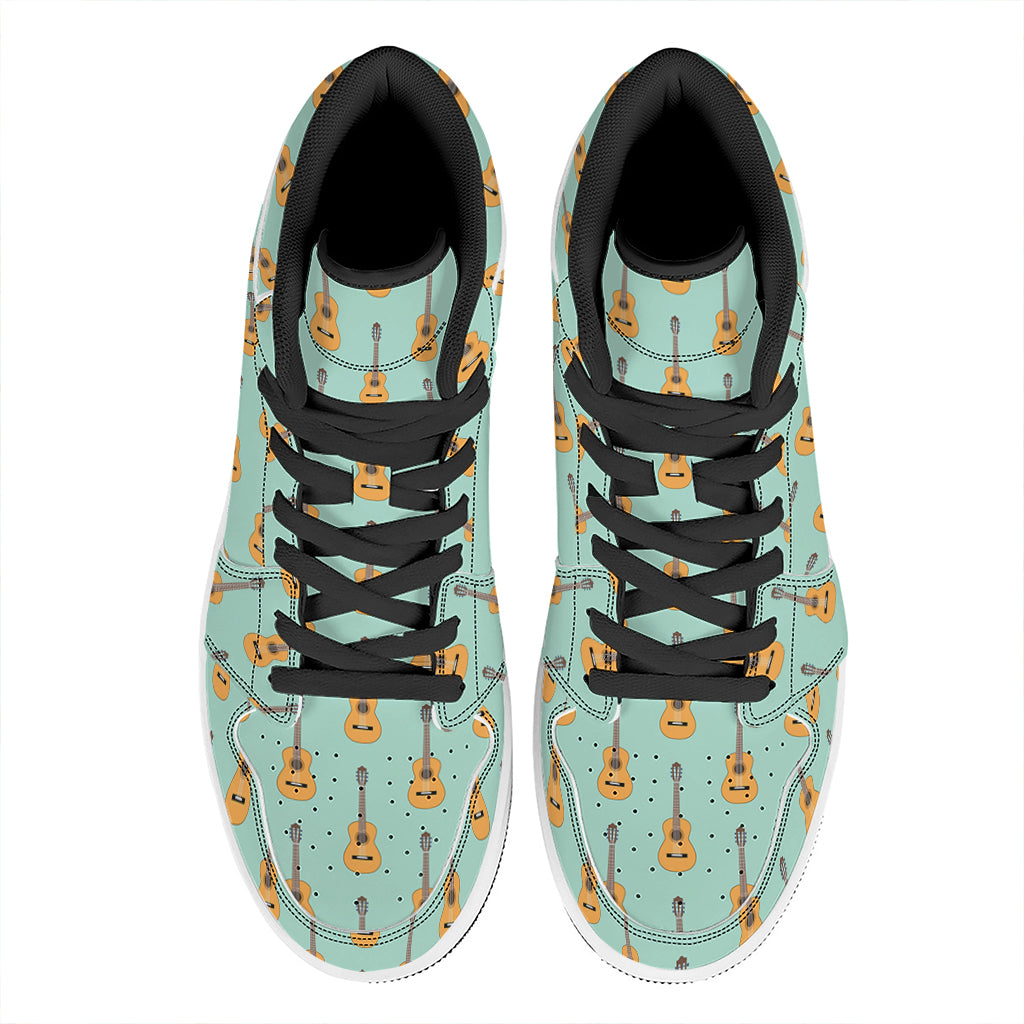 Classical Guitar Pattern Print High Top Leather Sneakers