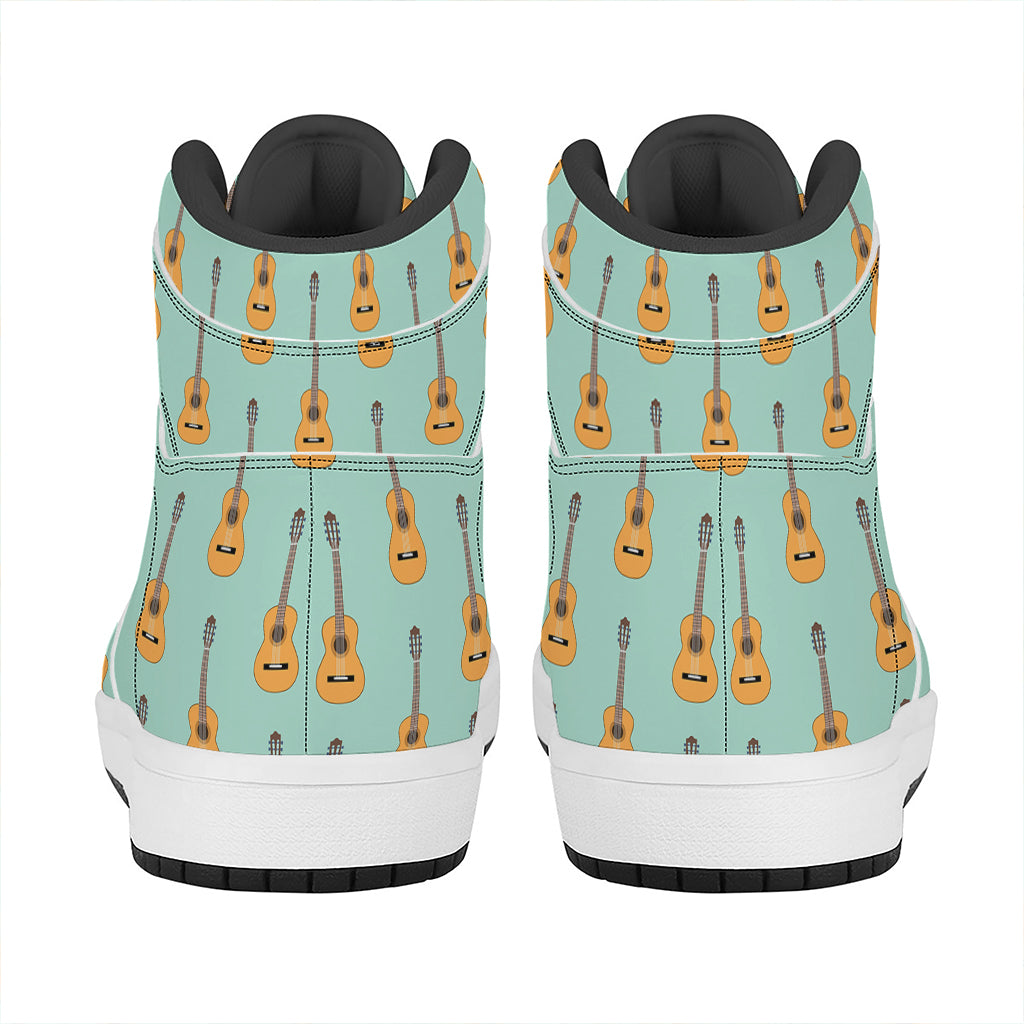 Classical Guitar Pattern Print High Top Leather Sneakers
