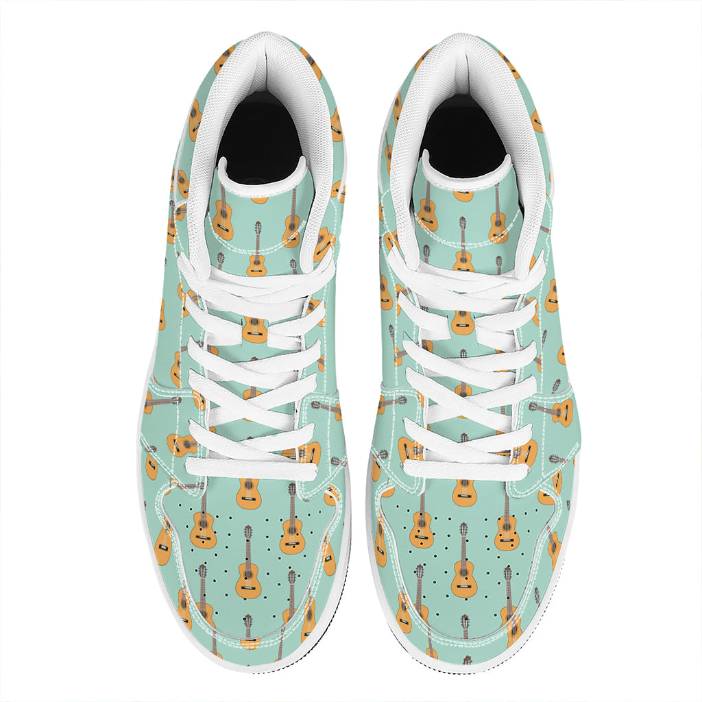 Classical Guitar Pattern Print High Top Leather Sneakers