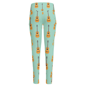 Classical Guitar Pattern Print High-Waisted Pocket Leggings