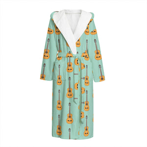 Classical Guitar Pattern Print Hooded Bathrobe