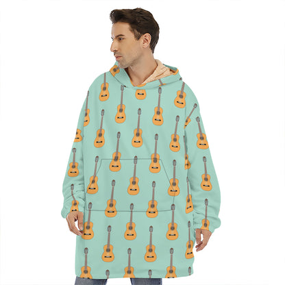 Classical Guitar Pattern Print Hoodie Blanket
