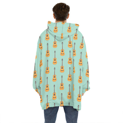 Classical Guitar Pattern Print Hoodie Blanket