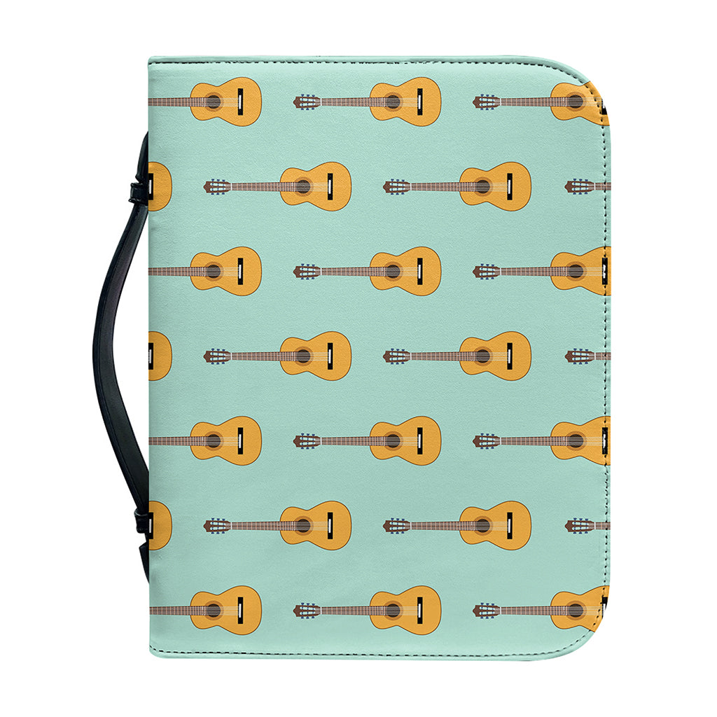 Classical Guitar Pattern Print Leather Bible Cover