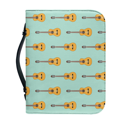 Classical Guitar Pattern Print Leather Bible Cover