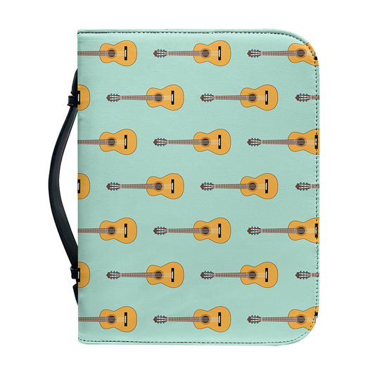 Classical Guitar Pattern Print Leather Bible Cover