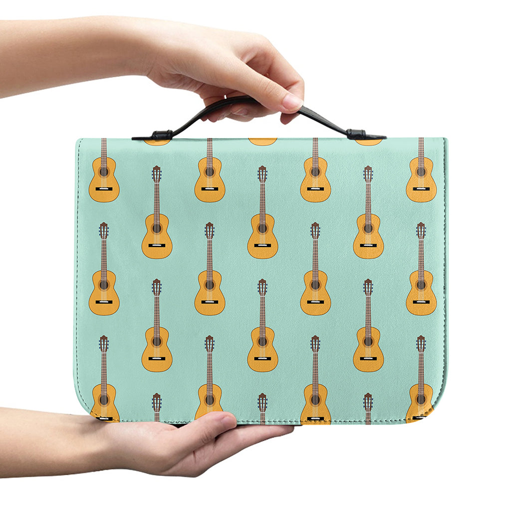 Classical Guitar Pattern Print Leather Bible Cover