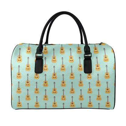 Classical Guitar Pattern Print Leather Duffle Bag