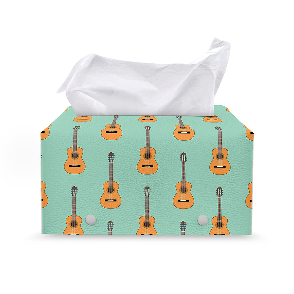 Classical Guitar Pattern Print Leather Tissue Box Cover