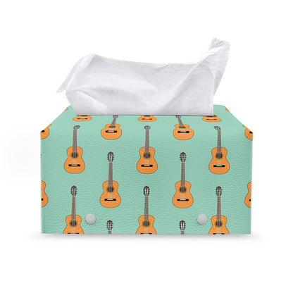 Classical Guitar Pattern Print Leather Tissue Box Cover