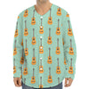 Classical Guitar Pattern Print Long Sleeve Baseball Jersey