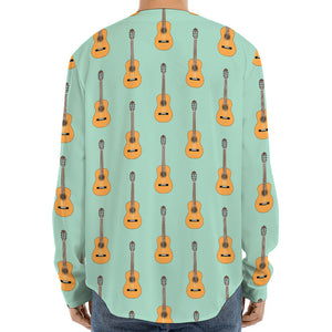 Classical Guitar Pattern Print Long Sleeve Baseball Jersey