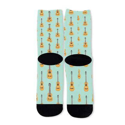 Classical Guitar Pattern Print Long Socks