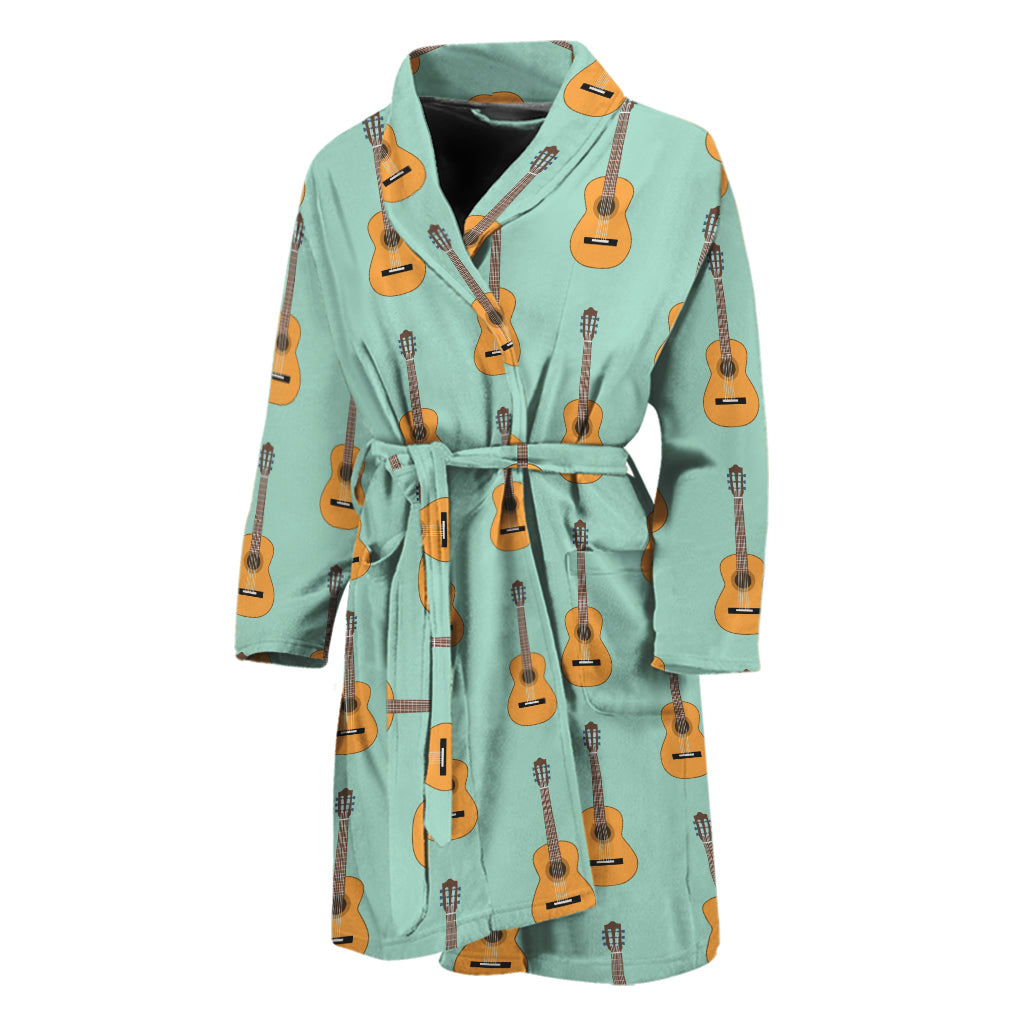 Classical Guitar Pattern Print Men's Bathrobe