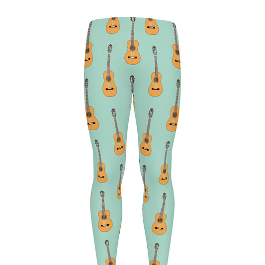 Classical Guitar Pattern Print Men's leggings