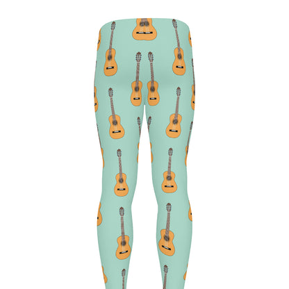 Classical Guitar Pattern Print Men's leggings