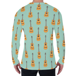 Classical Guitar Pattern Print Men's Long Sleeve T-Shirt