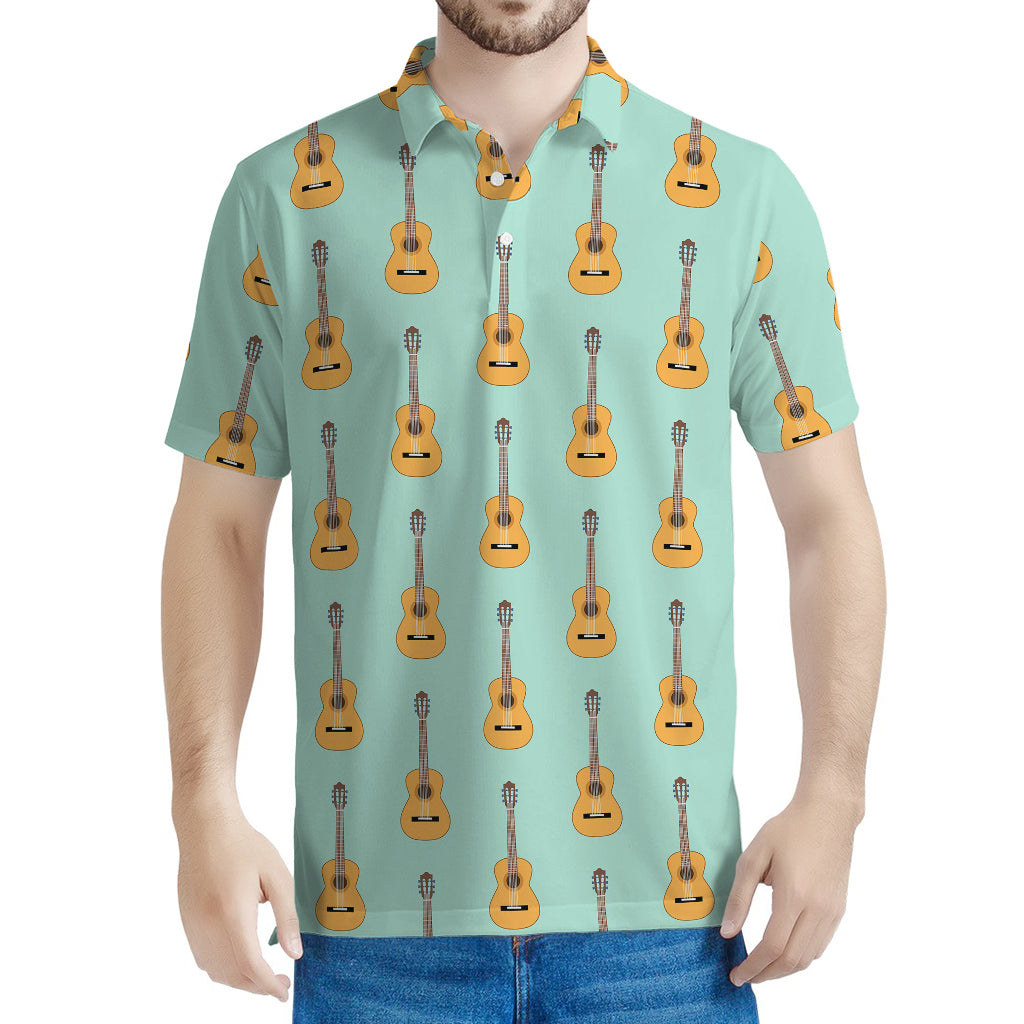 Classical Guitar Pattern Print Men's Polo Shirt