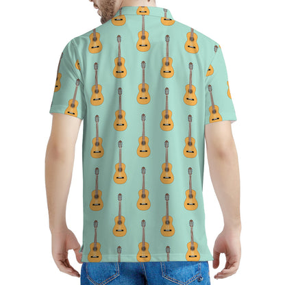 Classical Guitar Pattern Print Men's Polo Shirt