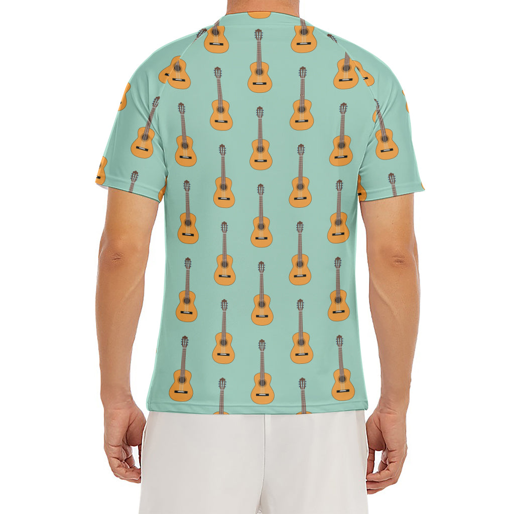 Classical Guitar Pattern Print Men's Short Sleeve Rash Guard