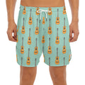 Classical Guitar Pattern Print Men's Split Running Shorts