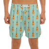 Classical Guitar Pattern Print Men's Split Running Shorts