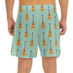 Classical Guitar Pattern Print Men's Split Running Shorts