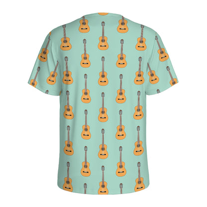Classical Guitar Pattern Print Men's Sports T-Shirt
