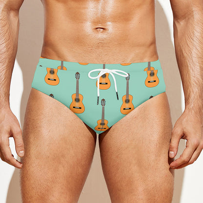 Classical Guitar Pattern Print Men's Swim Briefs