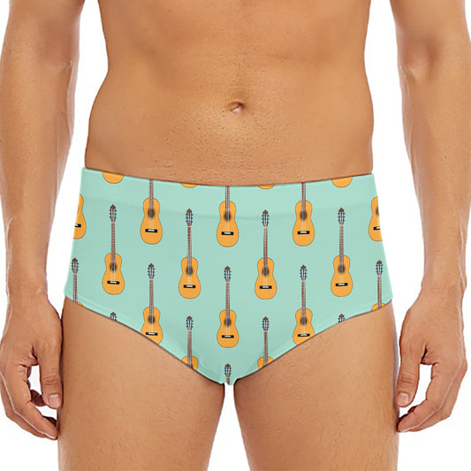 Classical Guitar Pattern Print Men's Triangle Swim Briefs