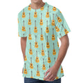 Classical Guitar Pattern Print Men's Velvet T-Shirt