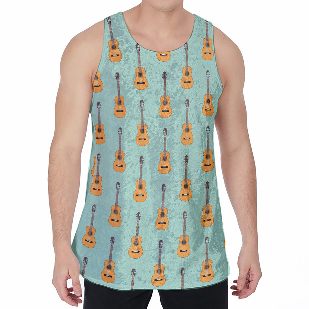 Classical Guitar Pattern Print Men's Velvet Tank Top